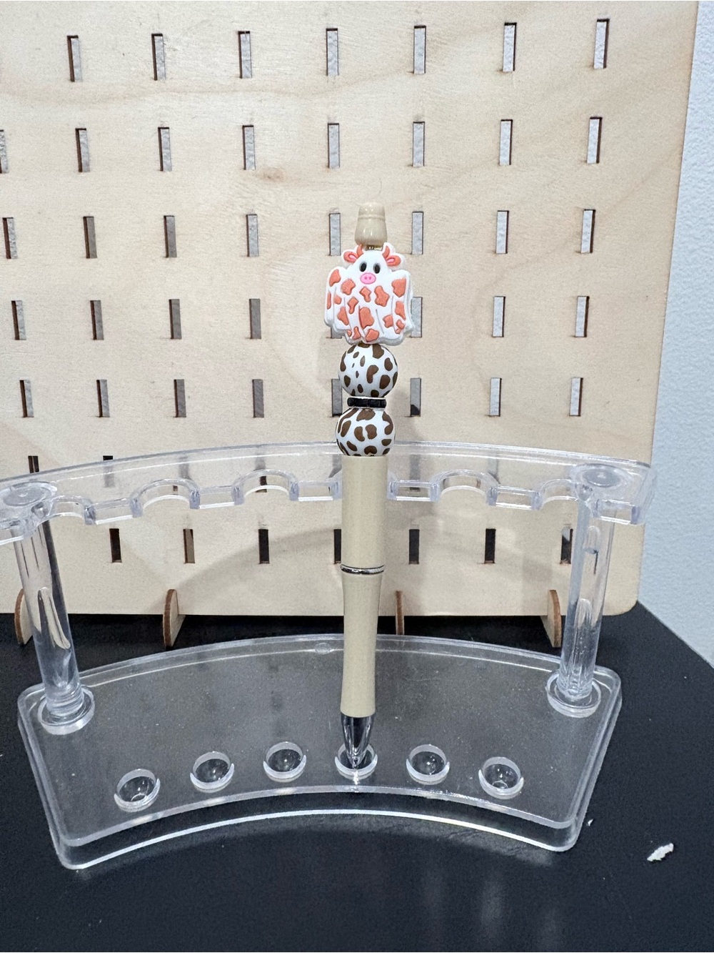 Handcrafted cow ghost beaded pen